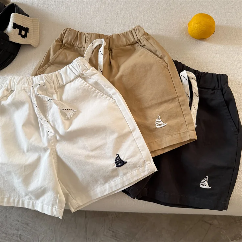 Children's Shorts Kids' Shorts Summer Solid Color Embroidered Shorts for Boys Girls Simple Cotton Pants for Babies Trendy Style - Image 2