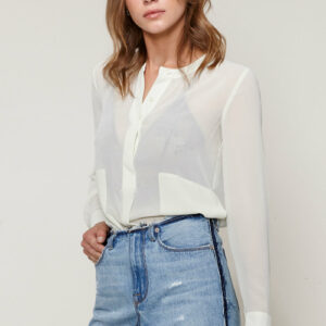 Sheer Button Up Blouse