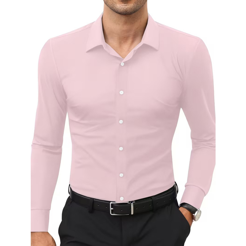 Stretch White Button-Down Mens Plus-Size Shirt - Image 9
