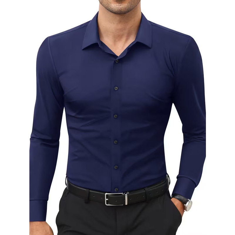 Stretch White Button-Down Mens Plus-Size Shirt - Image 4