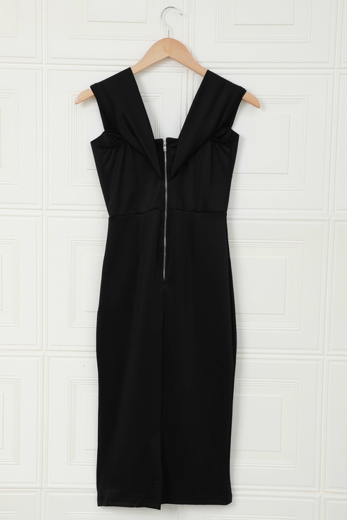 Black Off-the-shoulder Midi Dress - Image 5