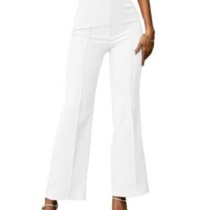 WHITE Women's Yoga Dress Pants Stretchy Work Slacks Business Casual
