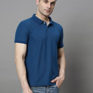 Men Cotton solid polo neck t-shirt (Size-XL) (Color-BLUE)