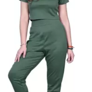 Women Top Chinos Co-ords Set (Color Olive) (Size S)