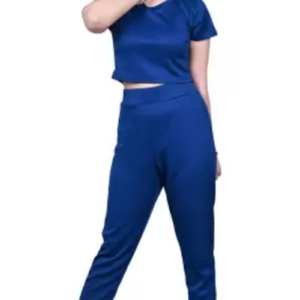 Women Top Chinos Co-ords Set (Color Airforce Blue) (Size S)