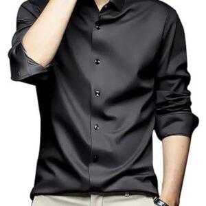 Men Stylish Regular Fit Full Sleeve Satin Silk Shirt (Size-M)