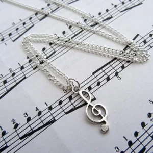 Treble Clef Necklace,music Note Charm,Singer Musician Jewellery