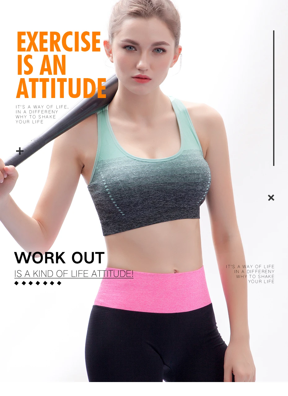 Sports Bra High Stretch Breathable Top Fitness Women Padded for Running Yoga Gym Seamless Crop Bra Gradient Sport Bra - Image 14