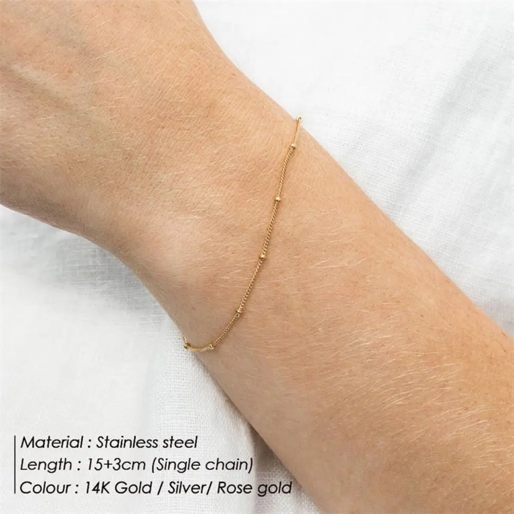 Layered Stainless Steel Bracelet for Women Gold Color Minimalism Multilayer Classic Bead Chain Bracelet Jewelry Wholesale - Image 8