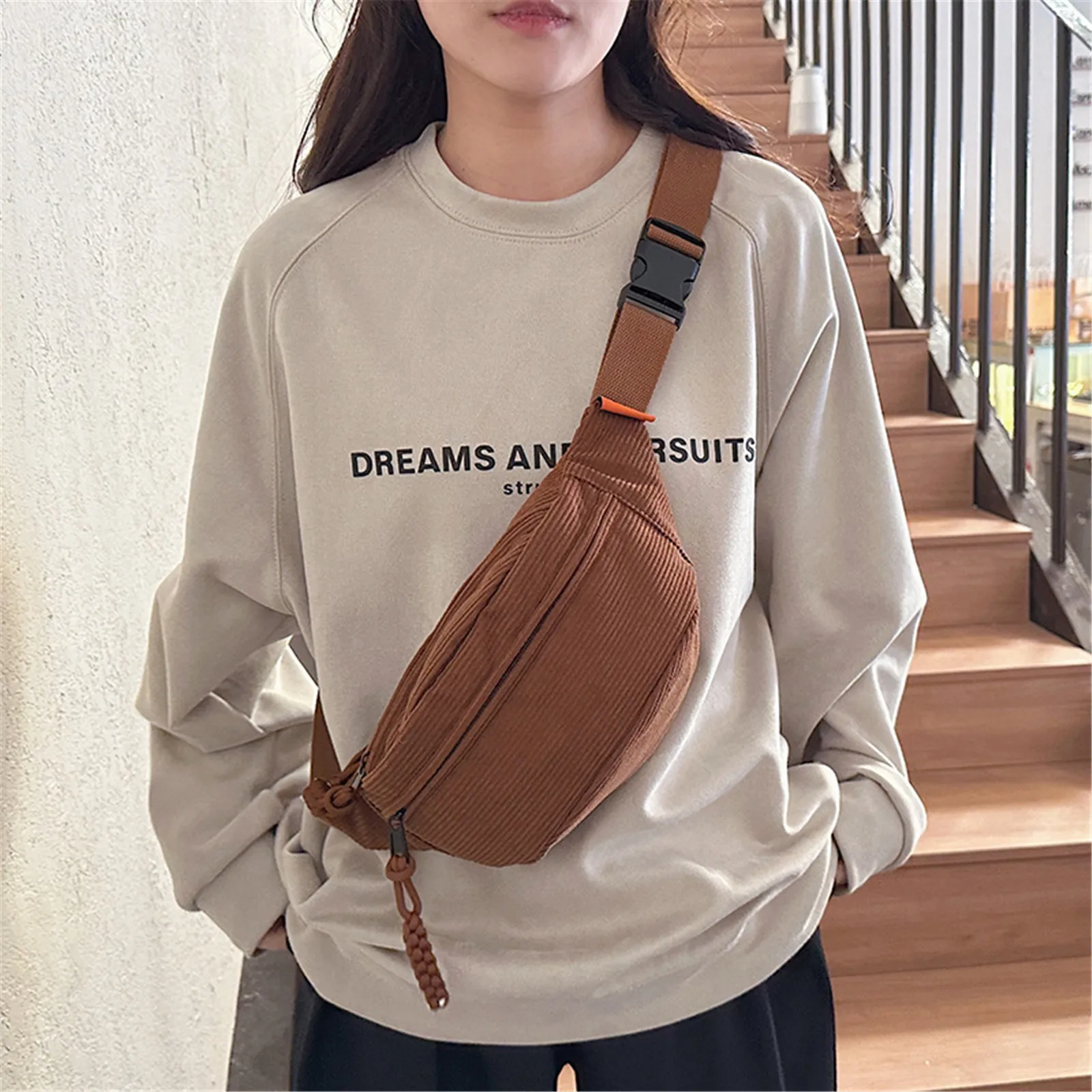 Fashion Fanny Pack Women Banana Fanny Pack Casual Corduroy Belt Bags For Women Hip Shoulder Crossbody Chest Bag - Image 3