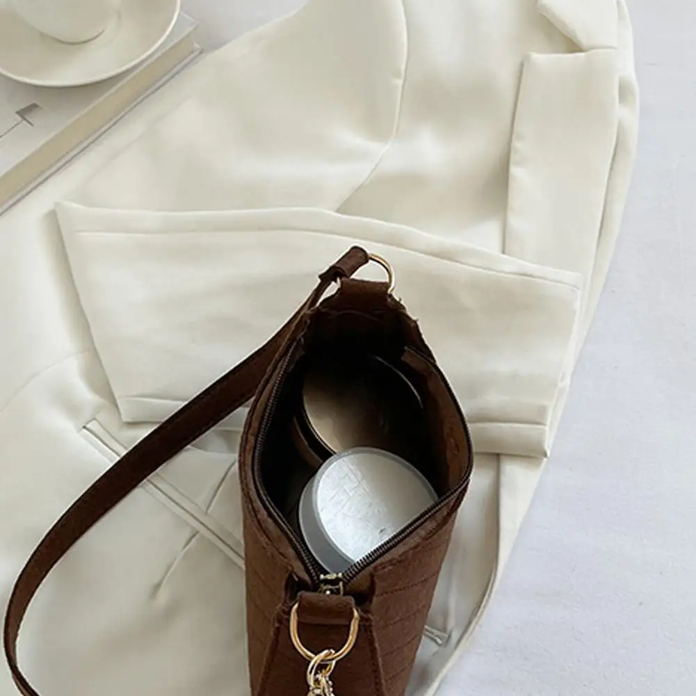 Mini Women Shoulder Bags Fashion Felt Women's Bag Design Advanced Underarm Handbags Mini Saddle Bag - Image 5