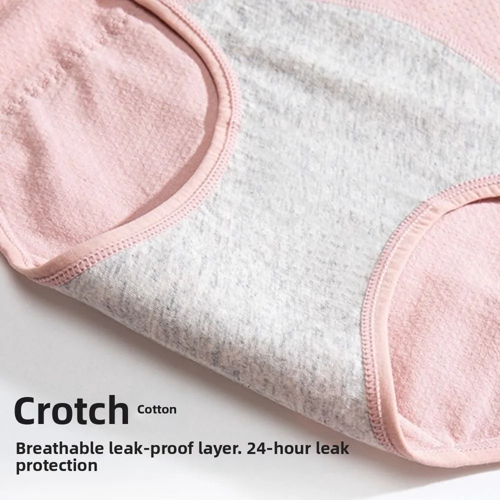 Cotton Menstrual Panties 3 Layer Waterproof Breathable Physiological Pants Antibacterial Soft Women's Underpants Daily Sports - Image 2