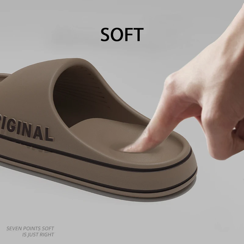 Feslishoet Women Letter Slippers Beach Slides Solid Color Mens Thick Sole Indoor Bathroom Anti Slip Shoes Summer Couple Sandals - Image 6