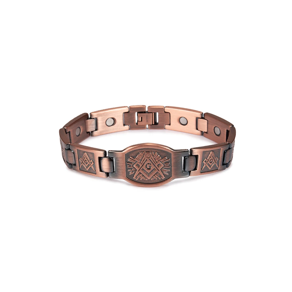 Cross Magnetic Bracelet Copper Energy 12mm Wristband Magnetic Bracelet Men Chain Link Vintage Masonic Ethnic Tribal Jewelry Men - Image 18