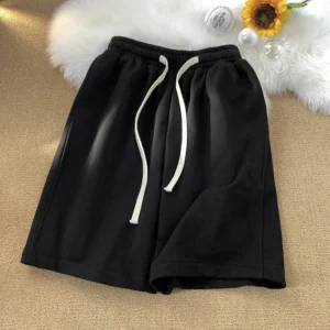 Trendy and Versatile Black Shorts for Boys Summer 2026 New Breathable Casual Five Quarter Pants Loose Straight Sports Pants