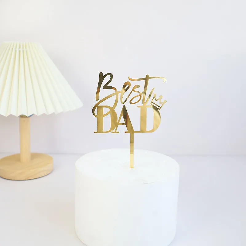 2023 New Father's Day Birthday Cake Topper Black Beer Super Dad Acrylic Cake Toppers Gift Father's Day Party Dessert Decoration - Image 4
