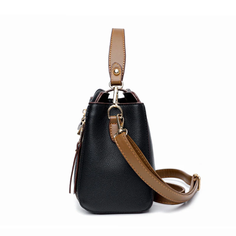 Small Bucket Shoulder Bags For Women Luxury Designer PU Leather Messenger Crossbody Bags Ladies Casual Solid Color Purse Handbag - Image 3