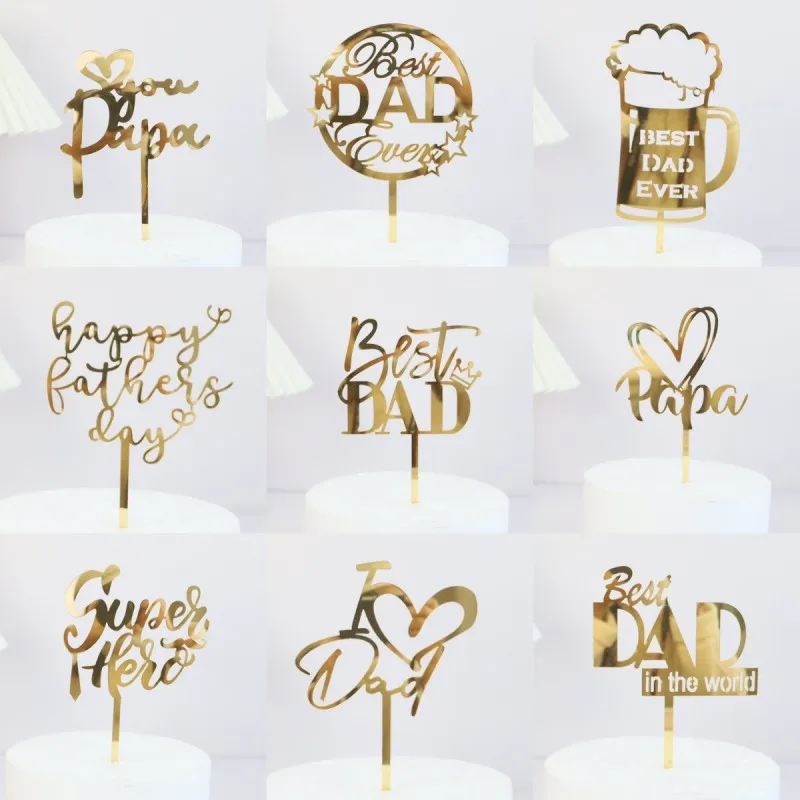 2023 New Father's Day Birthday Cake Topper Black Beer Super Dad Acrylic Cake Toppers Gift Father's Day Party Dessert Decoration - Image 3