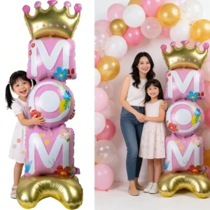 Mother Day Balloon Mom Standing Aluminum Balloon Happy Mother Day Foil Balloons Pink Great Mom Day Birthday Party Decoration