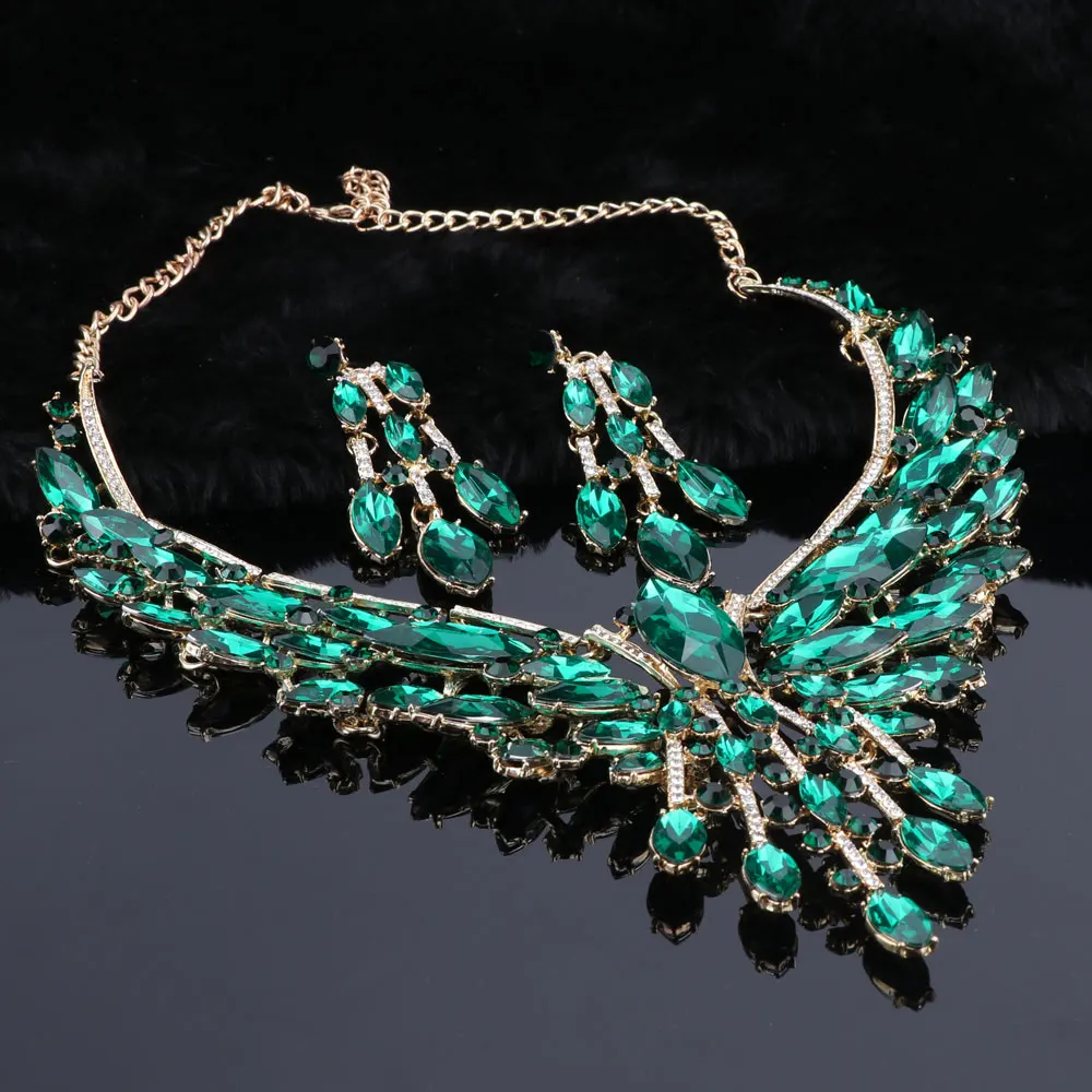 Crystal Bridal Jewelry Sets Wedding Party Costume Accessory Indian Necklace Earrings Set for Bride GorgeousJewellery Sets Women - Image 12