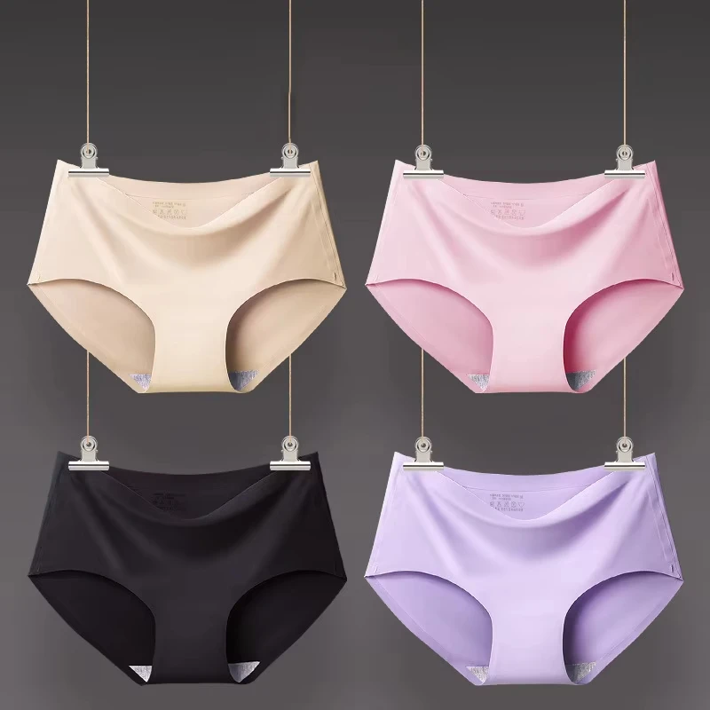 9 Pcs Seamless Ice Silk Panties for Women Breathable Soft Comfort, Solid Color Teen Girls Panty, One-Piece Design - Image 5