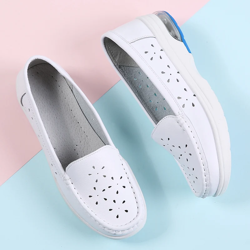 Women Work Shoes Comfortable for Work White Wedge Soft Sole Non-slip Caring Comfortable Nurse Mother Casual Platform Shoes - Image 3