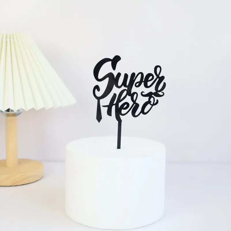 2023 New Father's Day Birthday Cake Topper Black Beer Super Dad Acrylic Cake Toppers Gift Father's Day Party Dessert Decoration - Image 5