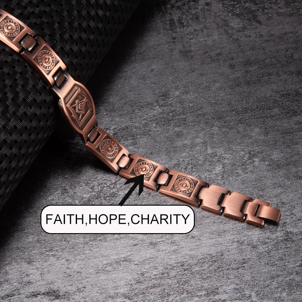 Cross Magnetic Bracelet Copper Energy 12mm Wristband Magnetic Bracelet Men Chain Link Vintage Masonic Ethnic Tribal Jewelry Men - Image 3