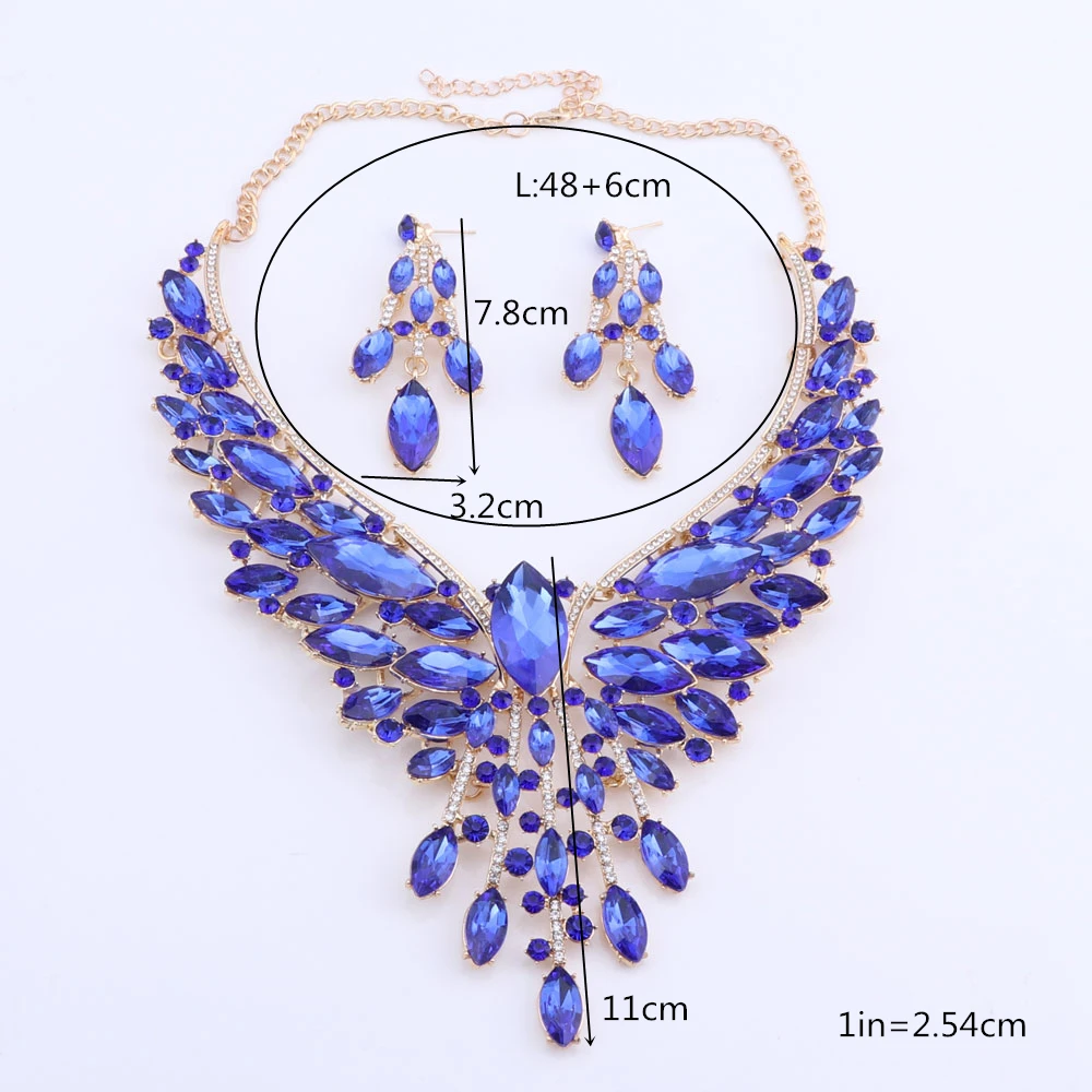 Crystal Bridal Jewelry Sets Wedding Party Costume Accessory Indian Necklace Earrings Set for Bride GorgeousJewellery Sets Women - Image 6