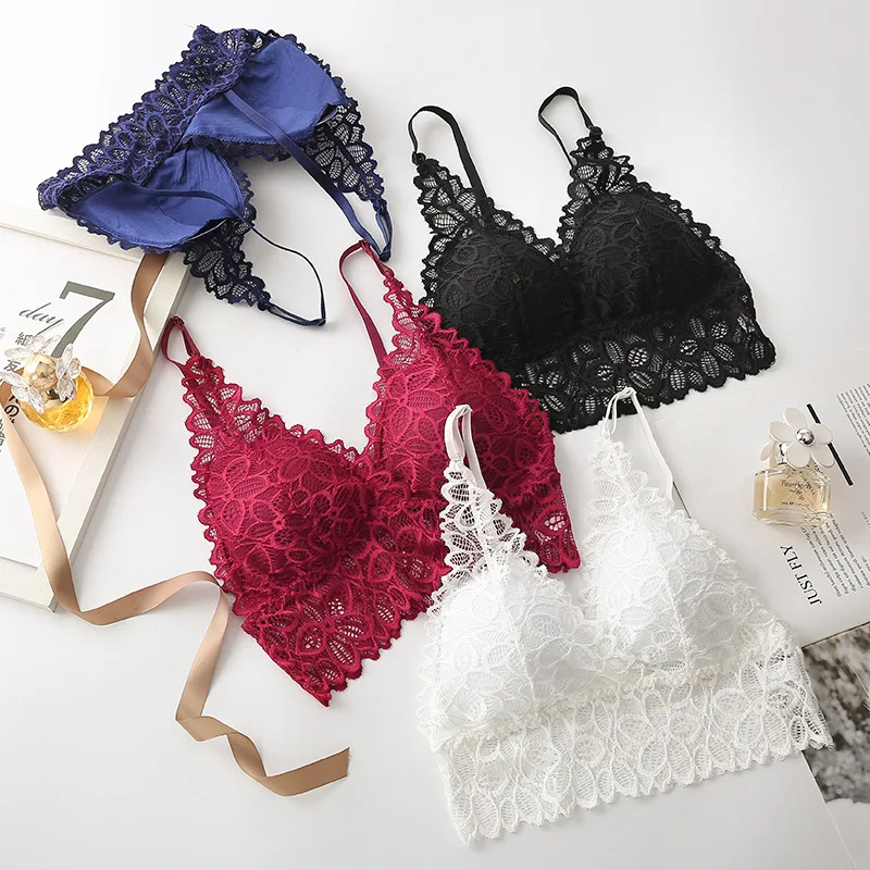 Lace Bralette Deep V-neck Bras For Women Push Up Bra Female Comfort Underwear Sexy Lingerie Padded Brassiere - Image 4