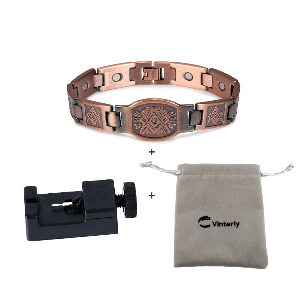Cross Magnetic Bracelet Copper Energy 12mm Wristband Magnetic Bracelet Men Chain Link Vintage Masonic Ethnic Tribal Jewelry Men - Image 12