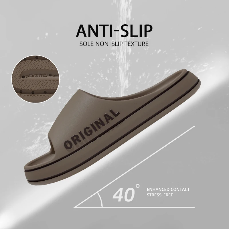 Feslishoet Women Letter Slippers Beach Slides Solid Color Mens Thick Sole Indoor Bathroom Anti Slip Shoes Summer Couple Sandals - Image 4