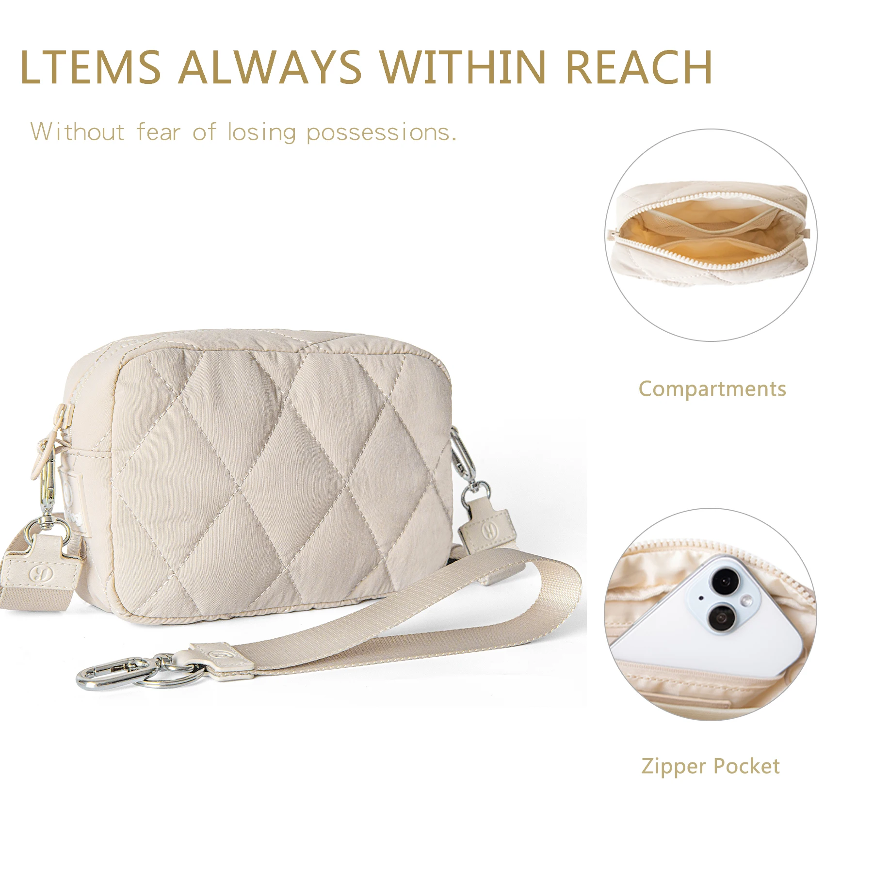 Wristlet Wallets for Women Nylon Crossbody Wallet with Puffer Bag Purse Shoulder Bag for Travel Credit Card Holder Phone Carrier - Image 5
