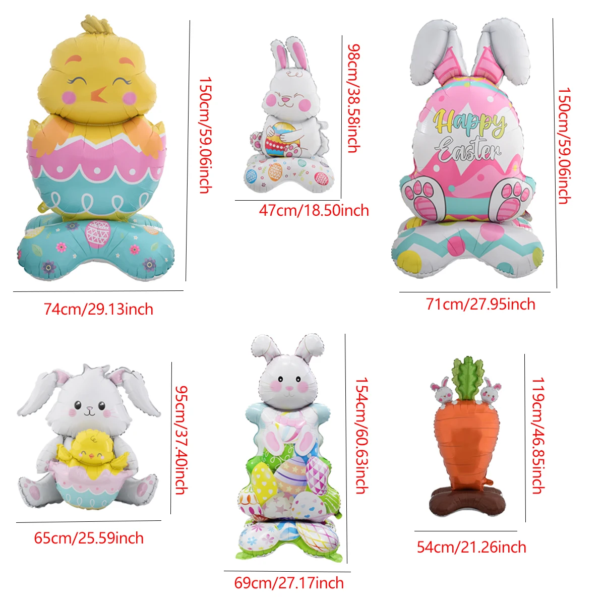 1pc Easter Pedestal Rabbit Egg Chick Balloons Stand Easter Bunny Balloon Outdoor Easter Decorations Easter Party Decoration - Image 2