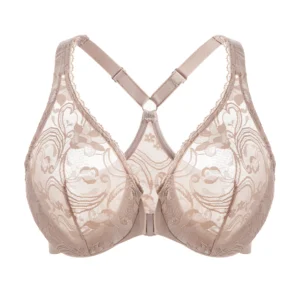 Plus Racerback Lace Underwire Front Closure Bra