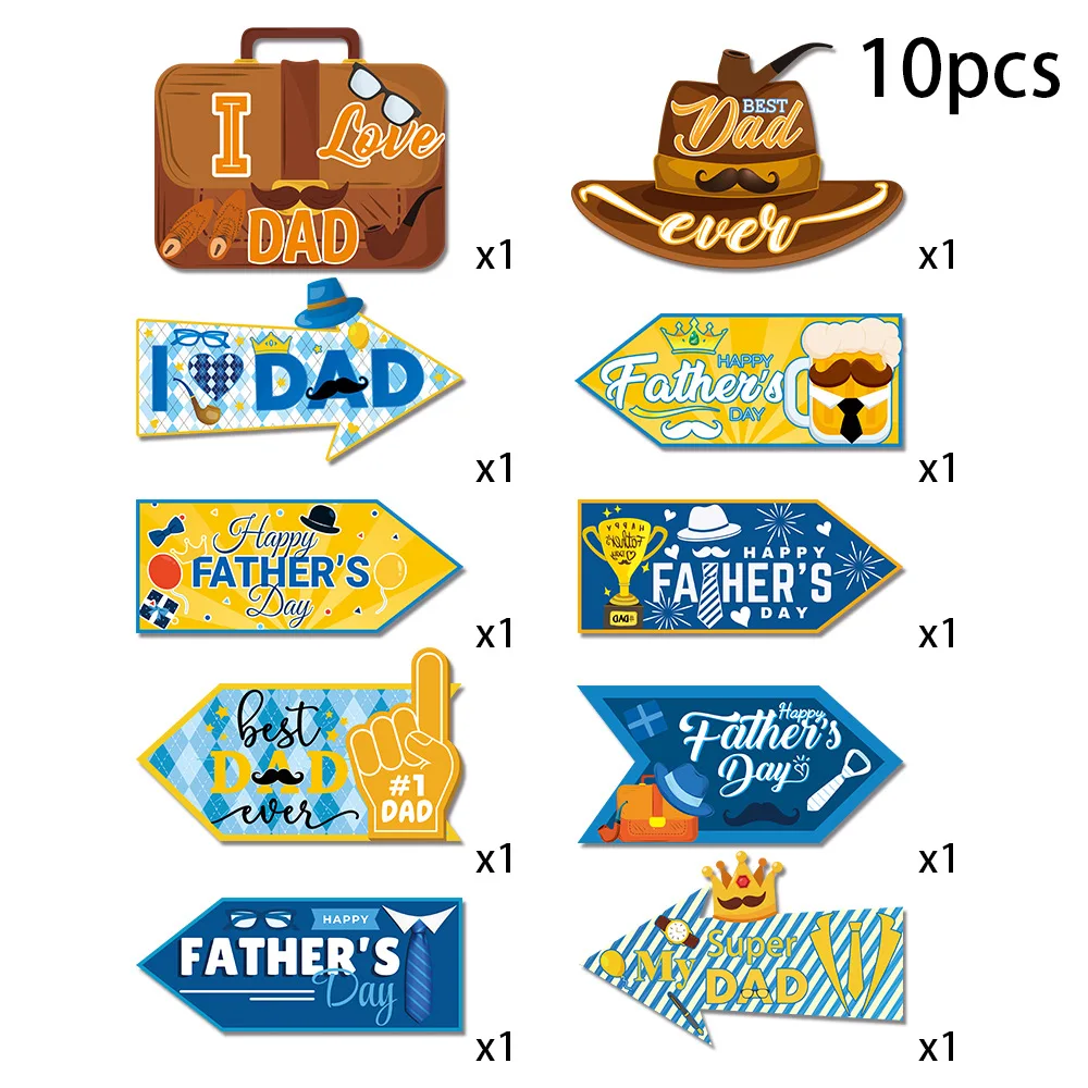 10PCS Father's Day Decor Lawn Stake Signs Paper Directional Signs Party Family Gathering Supplies for Celebrating Father's Day - Image 6