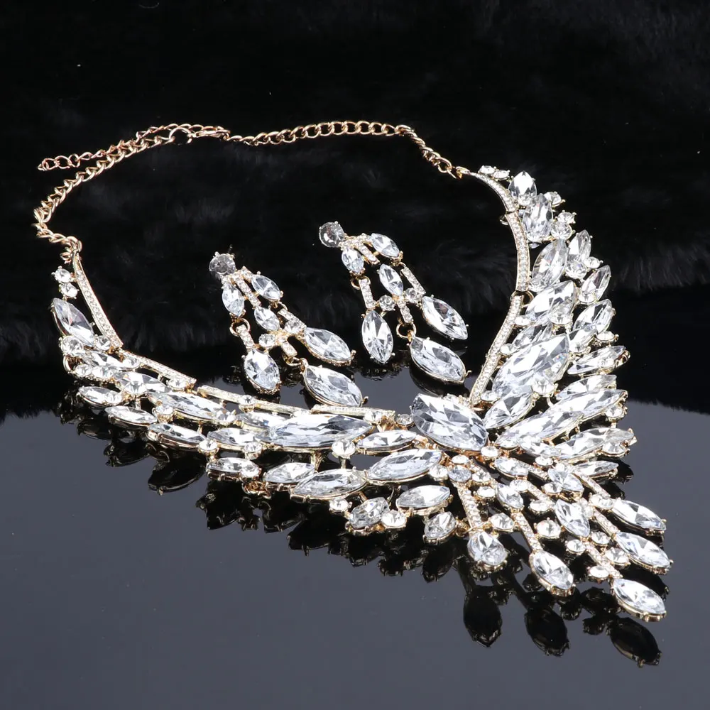 Crystal Bridal Jewelry Sets Wedding Party Costume Accessory Indian Necklace Earrings Set for Bride GorgeousJewellery Sets Women - Image 15