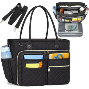 15.6 inch Laptop Work Shoulder Bag for Women Teacher Tote Bag Documents Books Storage Bag Travel Large Capacity Handbag