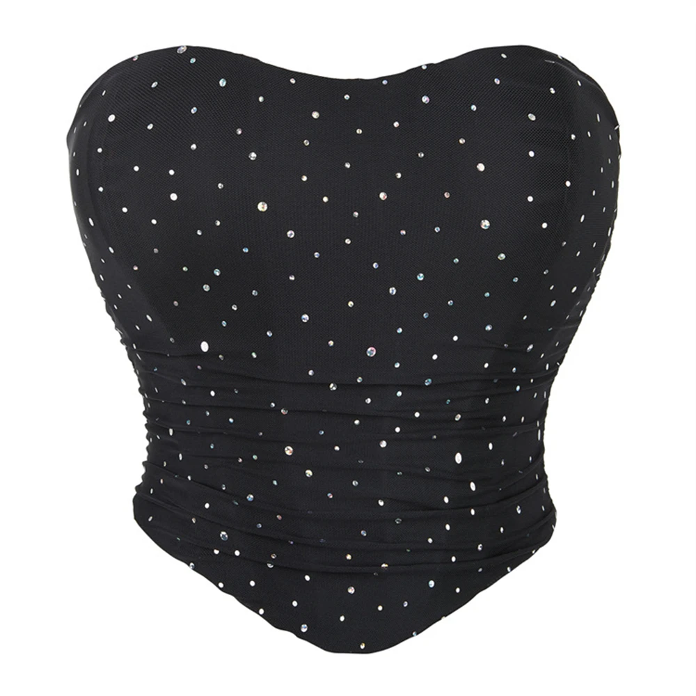 Women Overbust Corset Crop Tops Sexy White Strapless Off Shoulder Sequin Breathable Mesh Bustier Korset lingerie Gothic Corselet - Image 7