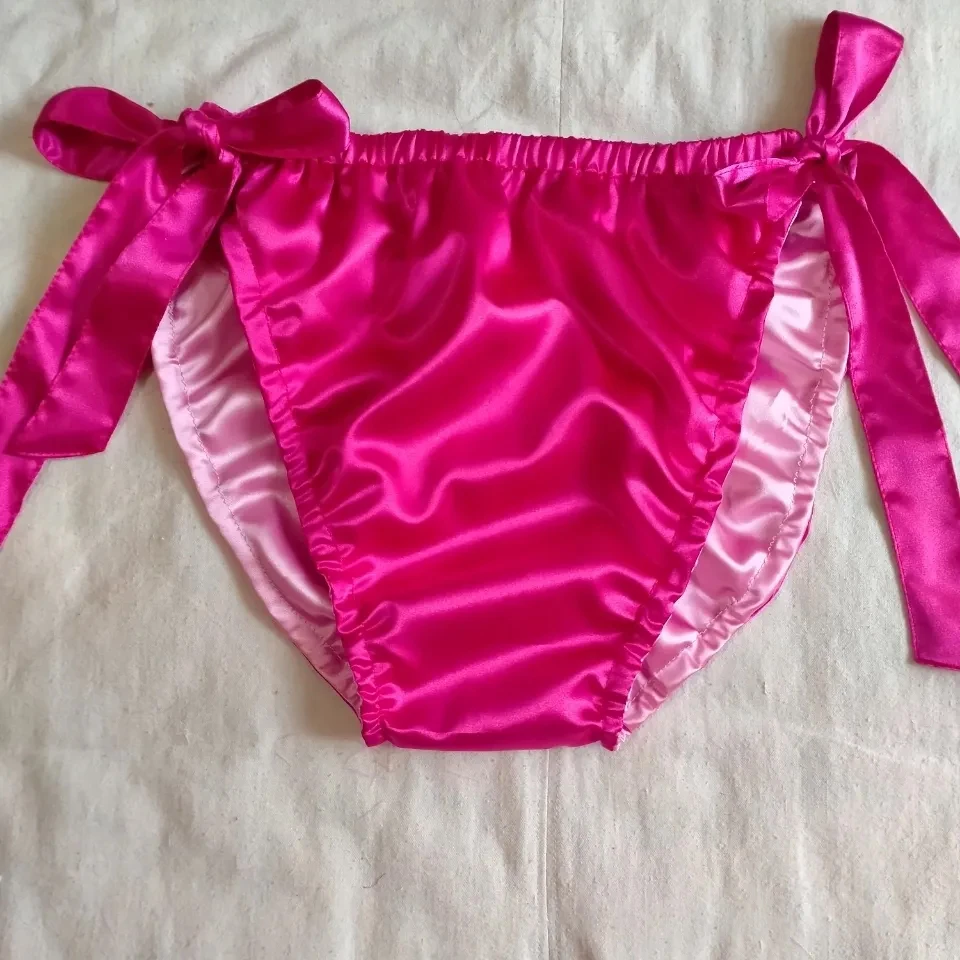 Men Silky Touch Panties Double Layer Glossy Soft Floral Women Adjustable Elastic Lace Up Briefs FKK Live Show Private Party BF - Image 7