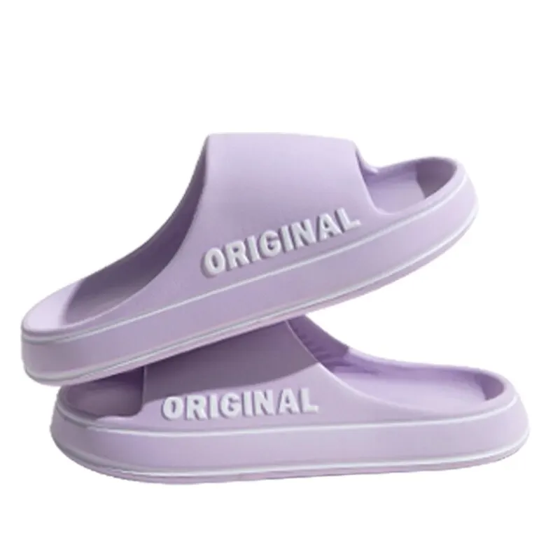Feslishoet Women Letter Slippers Beach Slides Solid Color Mens Thick Sole Indoor Bathroom Anti Slip Shoes Summer Couple Sandals - Image 8