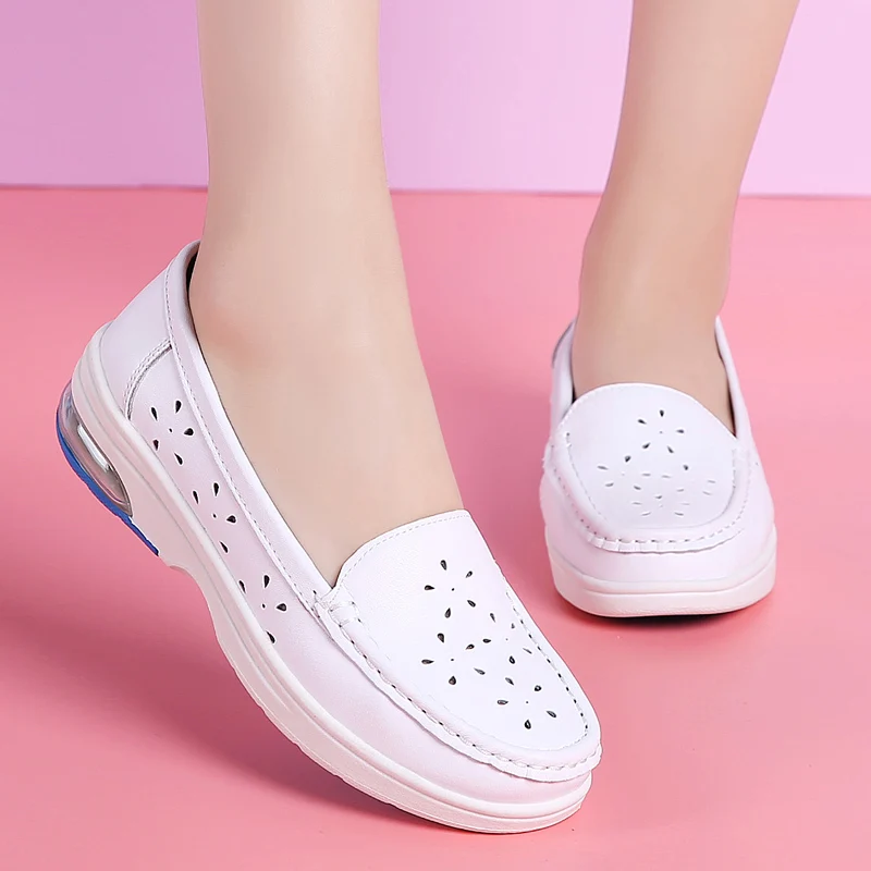 Women Work Shoes Comfortable for Work White Wedge Soft Sole Non-slip Caring Comfortable Nurse Mother Casual Platform Shoes - Image 5