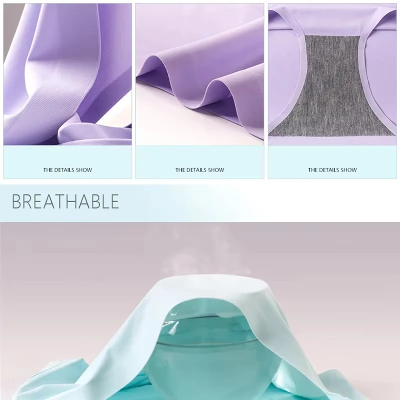 9 Pcs Seamless Ice Silk Panties for Women Breathable Soft Comfort, Solid Color Teen Girls Panty, One-Piece Design - Image 3