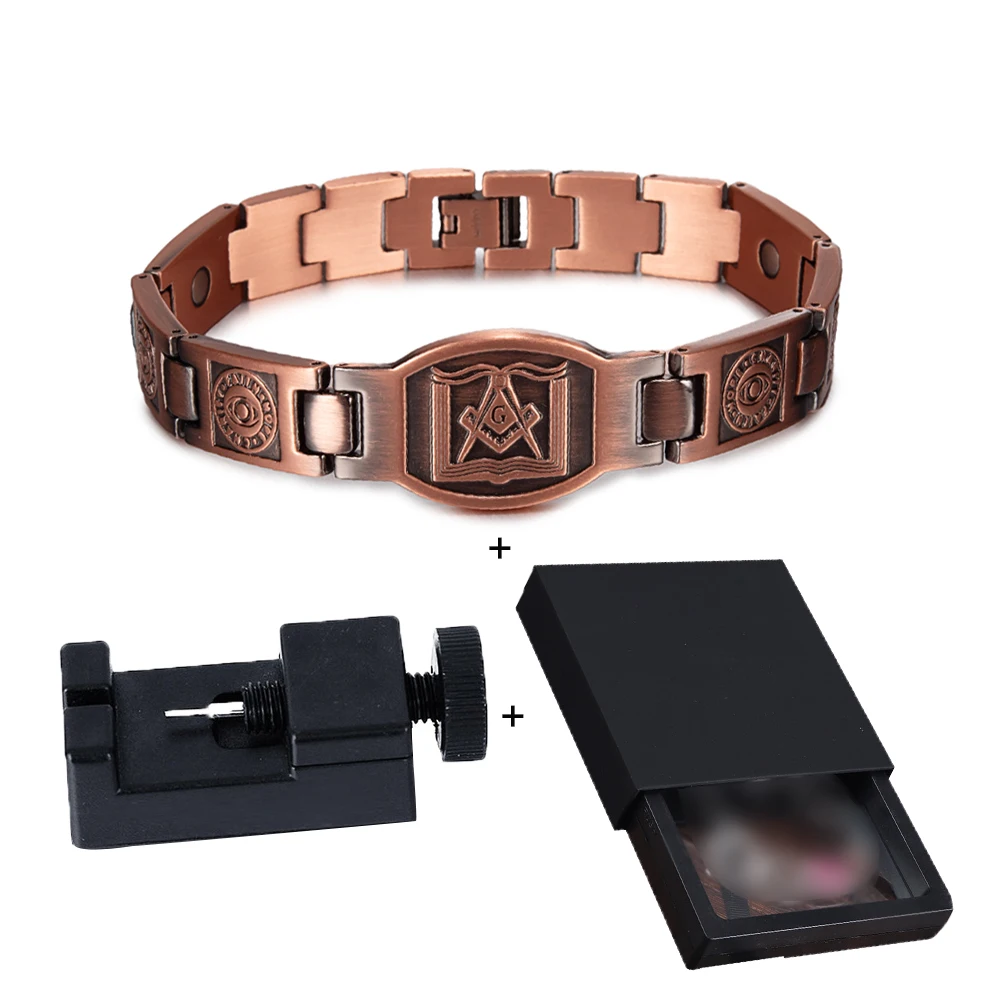 Cross Magnetic Bracelet Copper Energy 12mm Wristband Magnetic Bracelet Men Chain Link Vintage Masonic Ethnic Tribal Jewelry Men - Image 8