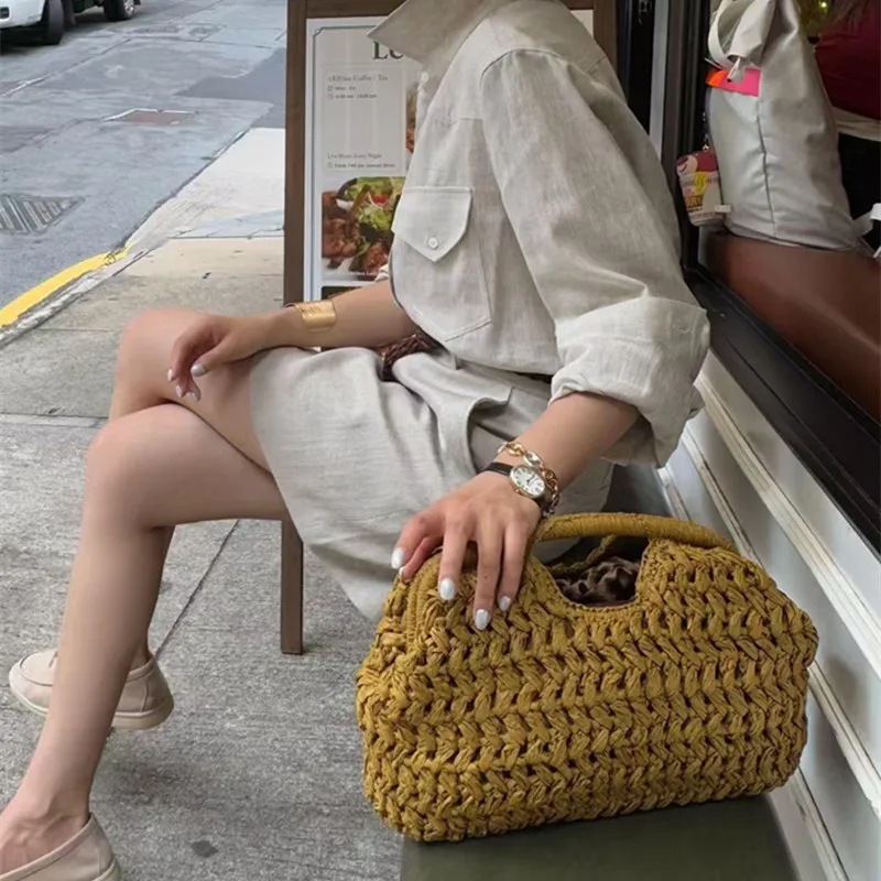 New summer beach bag for women clutch bag luxury designer straw bags tote handbag fashion woven rattan bags female travel purse - Image 3