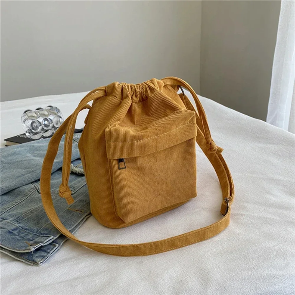 2025 New Women Bag Middle Shoulder Bag Korean Style Drawstring Bucket Bag Casual Light Youth Crossbody Bag Whole Sale - Image 2