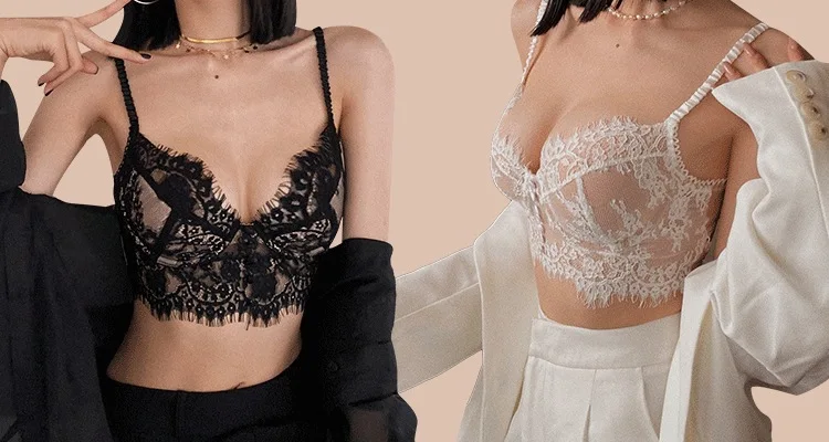 Lace Bralette Set French Triangle Bra Cotton Wireless Sleep Bra Feminine Comfort Bras Straps Sexy Comfortable Intimates - Image 15