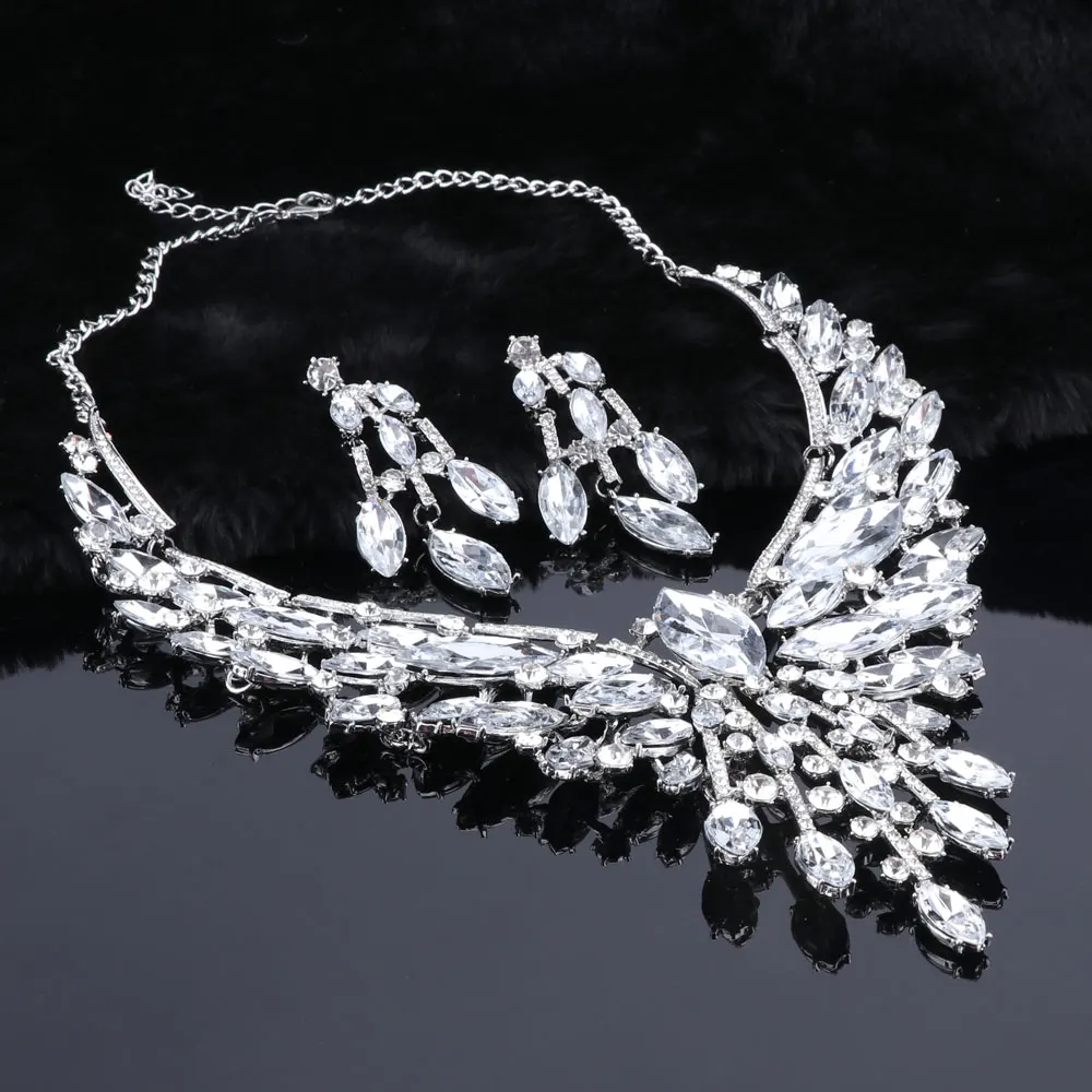Crystal Bridal Jewelry Sets Wedding Party Costume Accessory Indian Necklace Earrings Set for Bride GorgeousJewellery Sets Women - Image 13