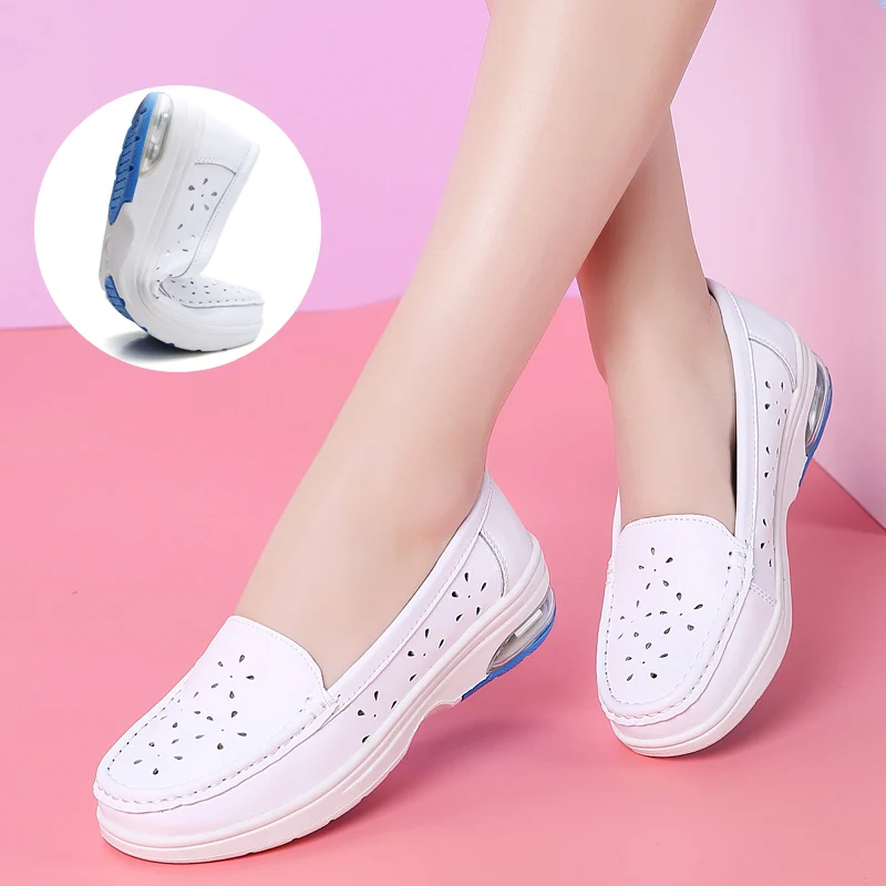 Women Work Shoes Comfortable for Work White Wedge Soft Sole Non-slip Caring Comfortable Nurse Mother Casual Platform Shoes