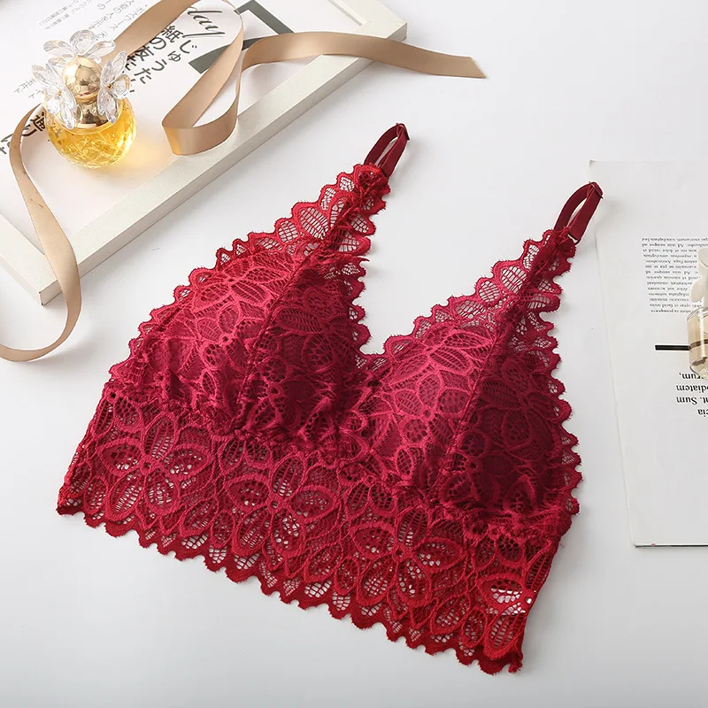 Lace Bralette Deep V-neck Bras For Women Push Up Bra Female Comfort Underwear Sexy Lingerie Padded Brassiere - Image 11